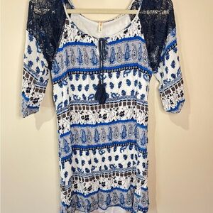 Orange Creek Blue and White Boho Dress